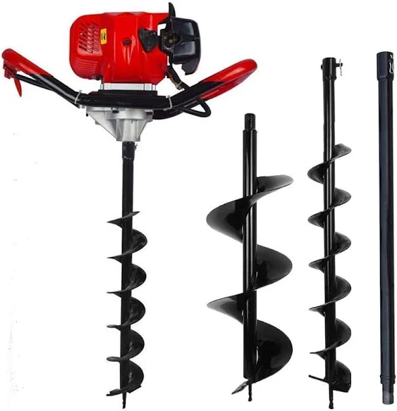 DC HOUSE 52CC 1800W Gas Powered Earth Auger Post Hole Digger, with 2 Drill Bits 6"10" and 3 Extension Rods 8"12"20", Mixing Ratio 30:1, for Farmland Garden and Planting, EPA Certified