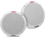 Pyle 6.5 Inch Dual Marine Speakers - 2 Way Waterproof and Weather Resistant Outdoor Stereo Sound System with 400 Watt Power, Polypropylene Cone and Butyl Rubber Surround - 1 Pair - PLMR605W(White)