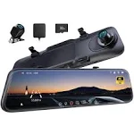 PELSEE 12" 4K Mirror Dash Cam with Backup Camera, 2160P Full HD Rearview Mirror Camera, Dual Dash Cam Front and Rear Cameras for Cars, Voice Control, Parking Monitoring, Free 32GB Card & GPS