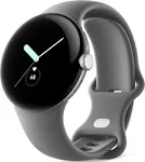 Google Pixel Watch - Polished Silver Case/Charcoal Active Band - Bluetooth/Wi-Fi