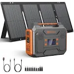 Portable Solar Generator, 300W Portable Power Station with Foldable 60W Solar Panel, 110V Pure Sine Wave, 280Wh Lithium Battery Pack with DC AC