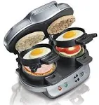 Hamilton Beach Sandwichera de desayuno dual con temporizador, plata (25490A)