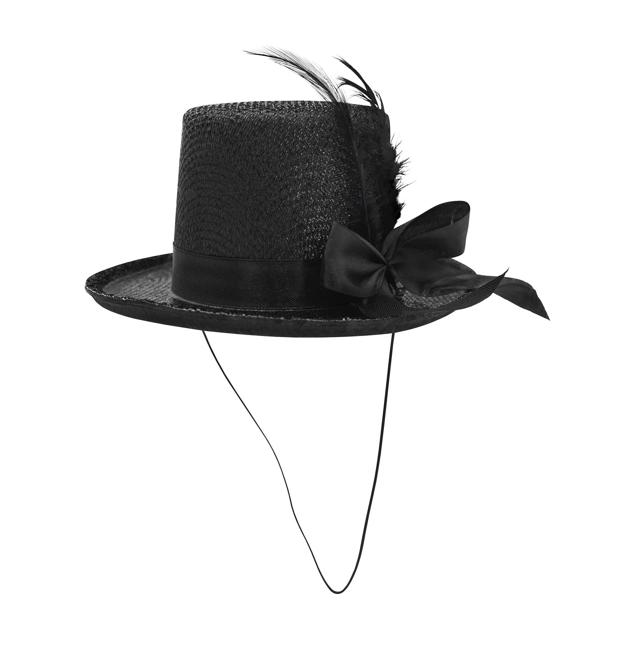 Nicky Bigs Novelties Mini Black Glitter Mesh Top Hat Fascinator with Faux Feather Gatsby Costume Accessory