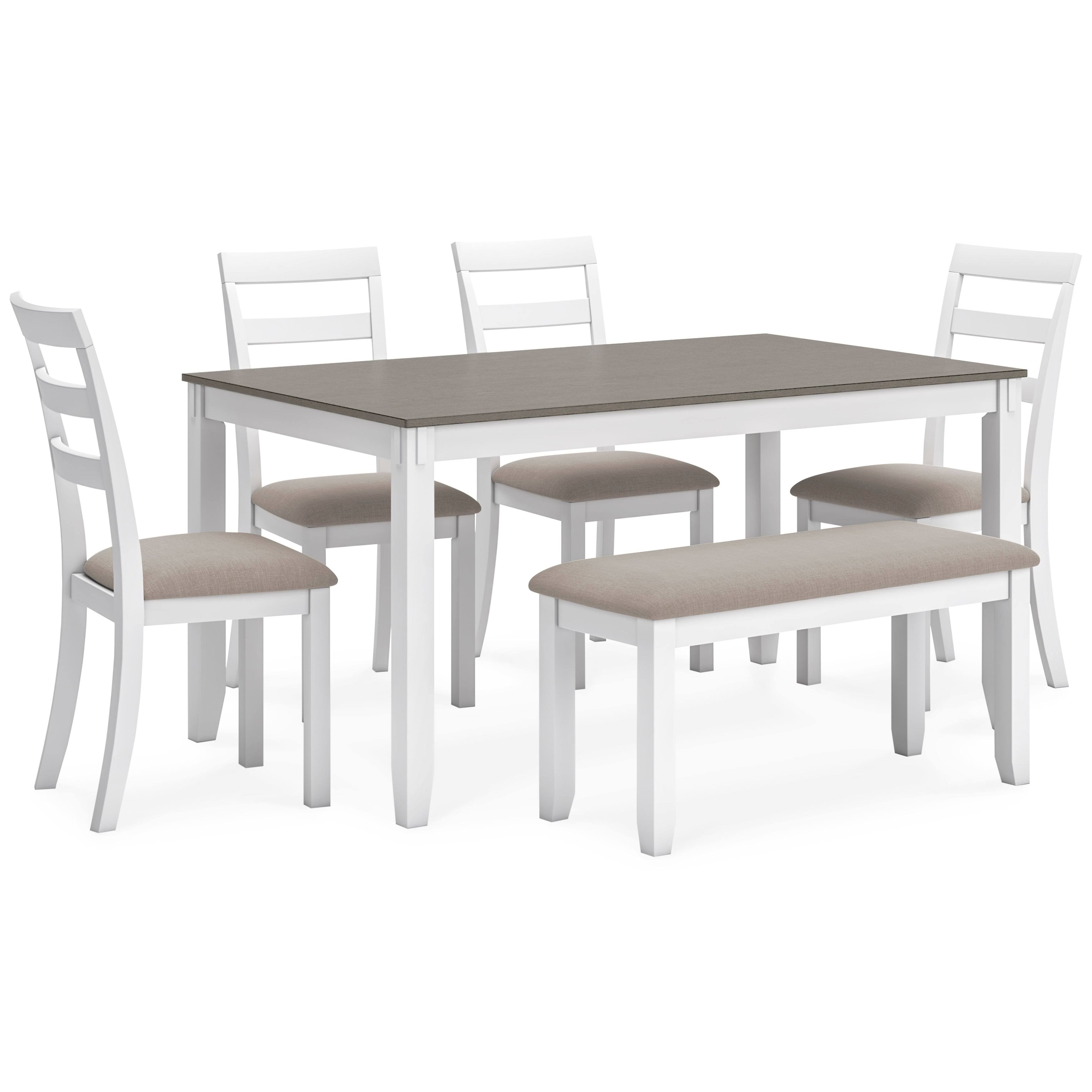 Ashley Stonehollow Dining Table and Chairs with Bench (Set of 6)