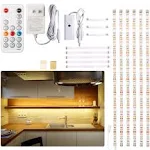 WOBANE Under Cabinet LED Lighting kit, 6 PCS LED Strip Lights with Remote Control Dimmer and Adapter, Dimmable for Kitchen Cabinet,Counter,Shelf,TV Back,Showcase 2700K Warm White,Bright 1500lm,Timing