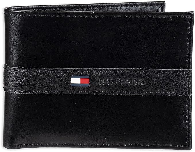 Tommy Hilfiger Men's Leather Ranger Passcase Billfold Wallet Brown