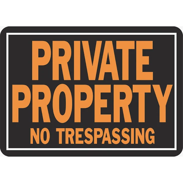 Single 848 Private Property No Trespassing Aluminum Sign 9.25 x 14&#034; Orange/Black