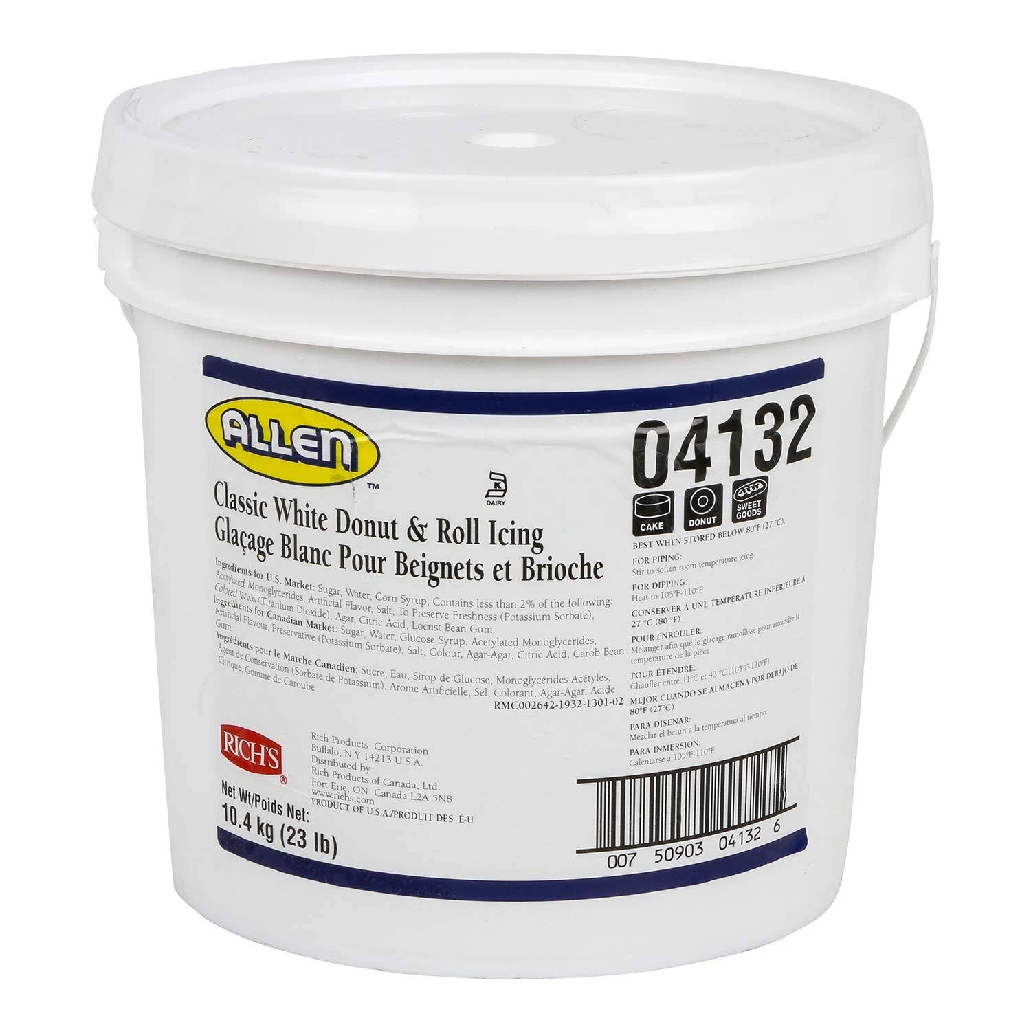 "Rich's Classic White Donut & Roll Icing - 23 lb. Pail"