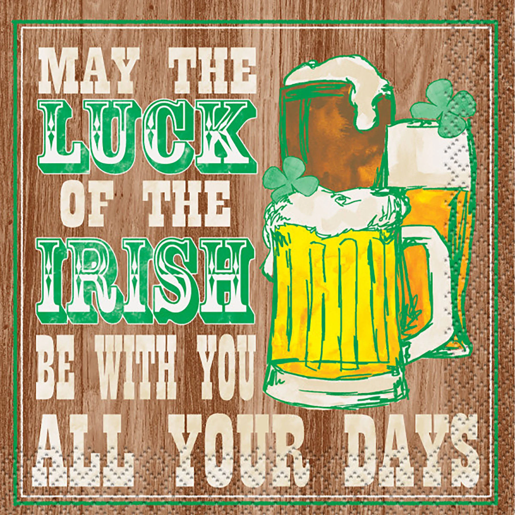 Unique Party Tableware Luck of The Irish Beverage Paper Napkins | 5" x 5" | 16 Pcs, 10"