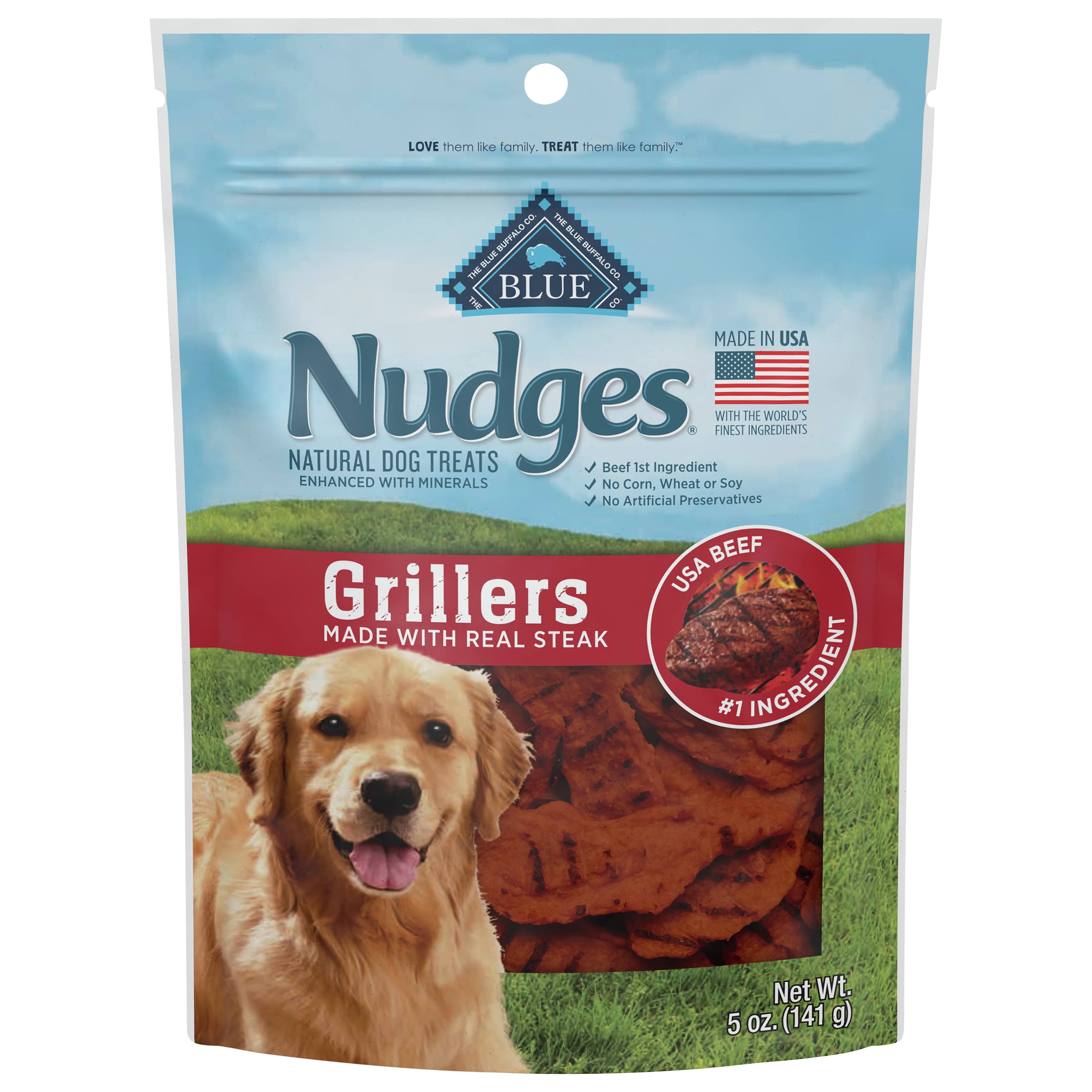 Blue Buffalo Nudges Grillers Steak Natural Dog Treats, 5-oz Bag