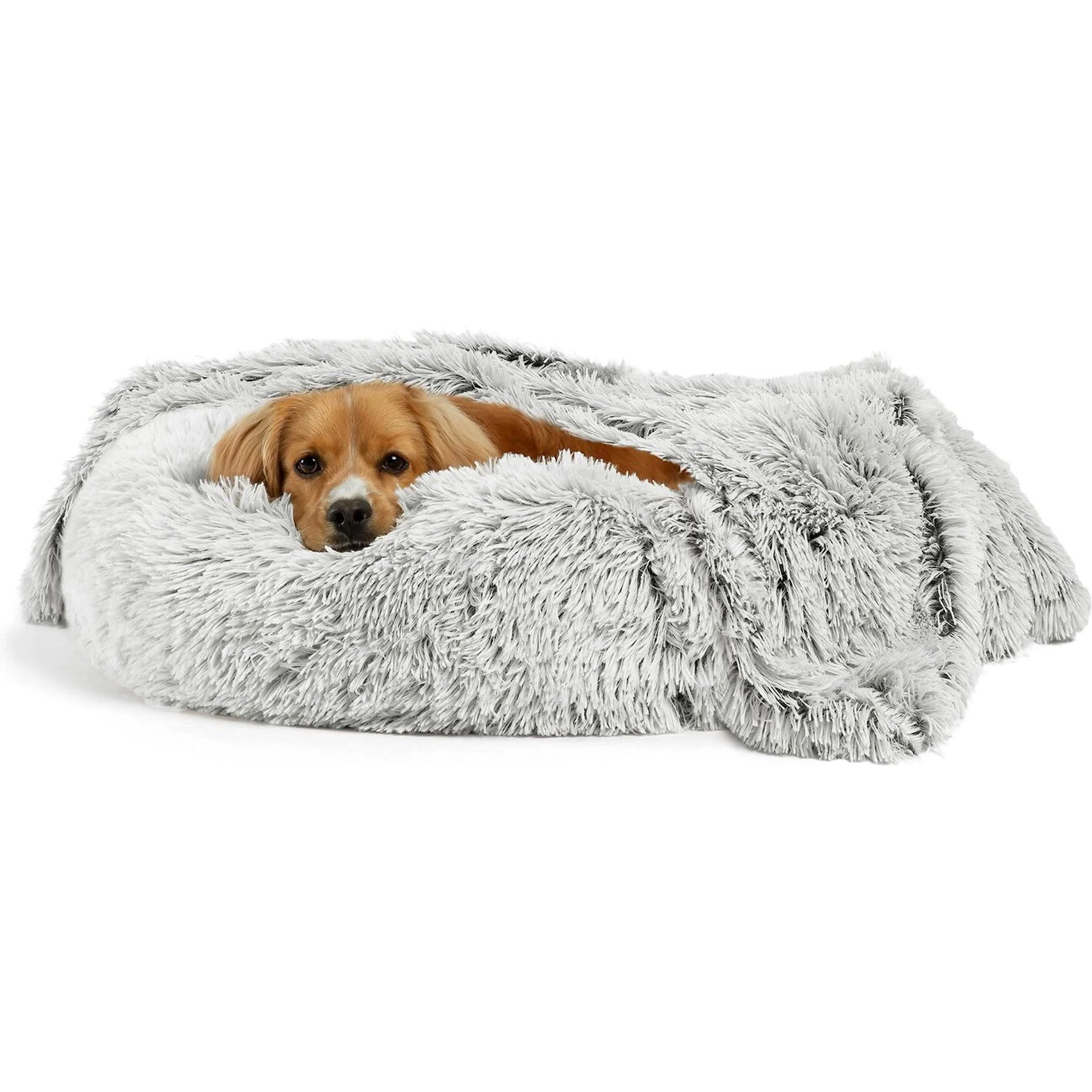 Best Friends by Sheri The Original Calming Donut Cat and Dog Bed in Shag Fur Dark Brown, Medium 30x30