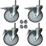 AAGUT 5 Inch Locking Swivel Casters 1/2&#034;-13 x 1.5&#034; Threaded Stem Wheels with ...