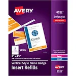 Avery 8522 Vertical Name Badge & Ticket Inserts