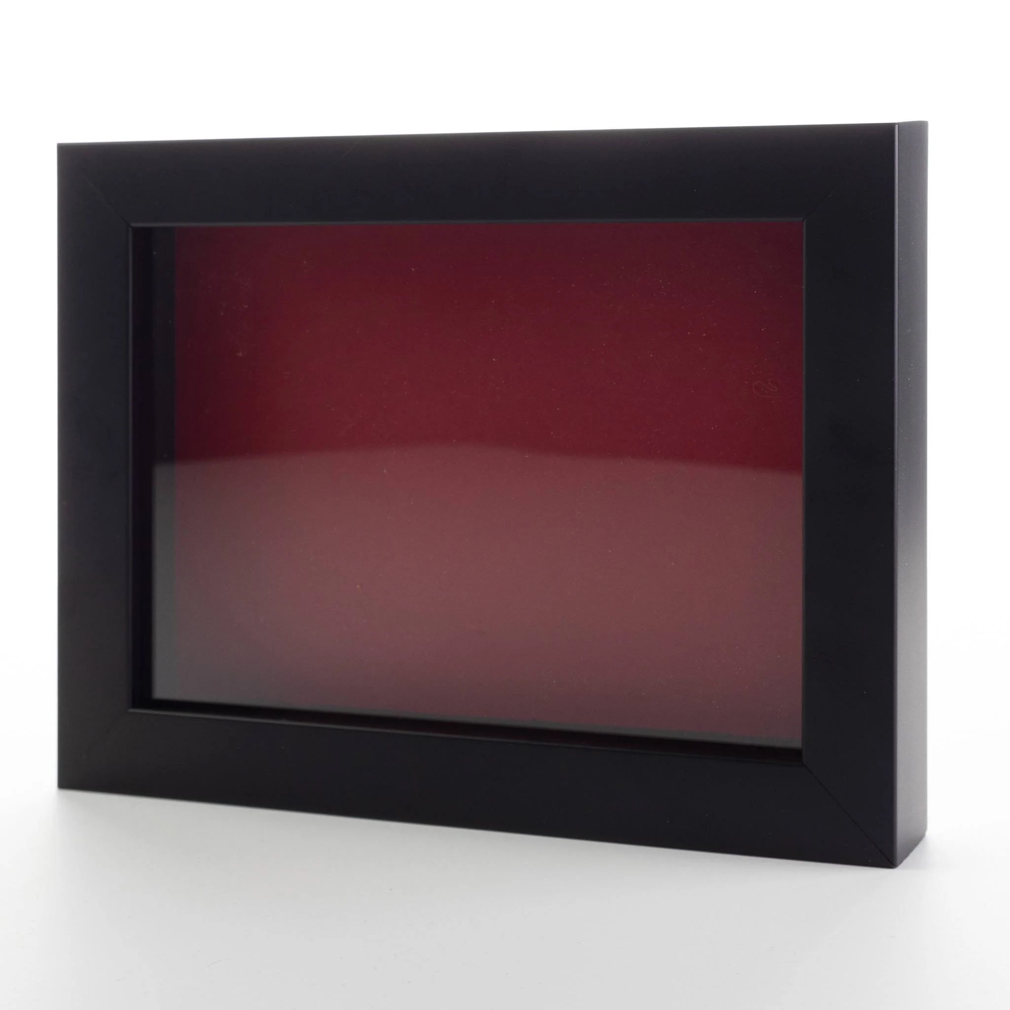 Black 20x24 Wood Shadow Box Display Frame with Red Acid-Free Backing UV Acrylic & Hanging Hardware - with 3/4" Usable Depth - Great Magazine Display Frame Shadowbox