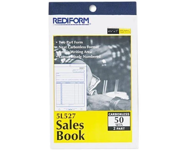 Rediform Carbonless Sales Forms - 50 Sheets - 2 Part - Carbonless - 6.37" X 4.25" Sheet Size - Assorted - 1each (5L527)