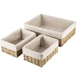 Hosroome Handmade Storage Basket Wicker Baskets for Organizing Shelf Baskets Woven Decorative Home Storage Bins Decorative Baskets Organizing Baskets Nesting Baskets(Set of 3,Beige)