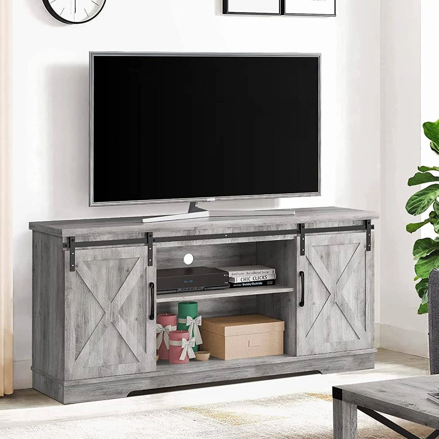 Farmhouse TV Stand for TVs Up to 65&#039;&#039; Media Console Table Entertainment Center