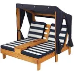 Kidkraft Double Chaise Lounge with Cup Holders - Honey & Navy