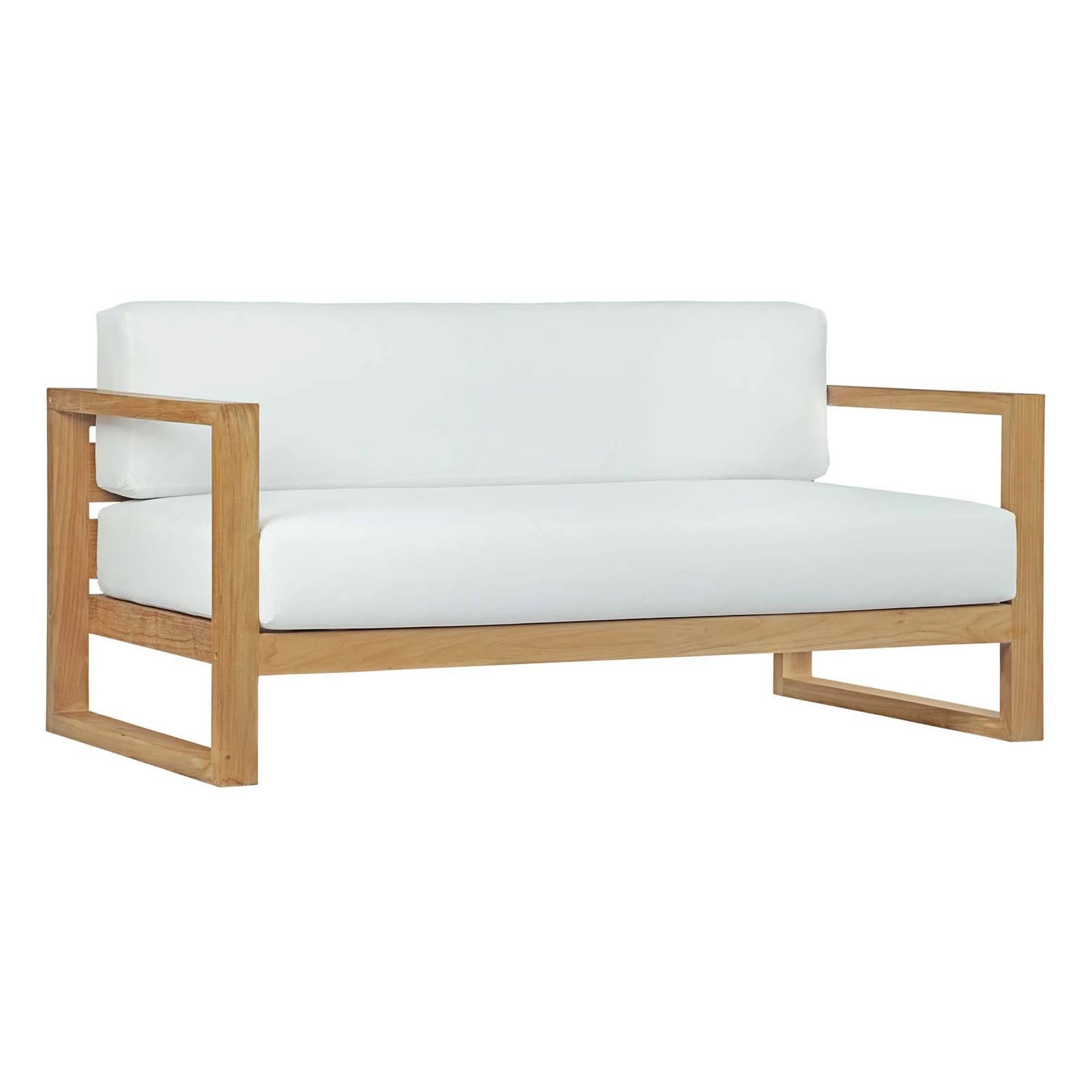 Modway Upland Natural White Outdoor Patio Teak Sofa