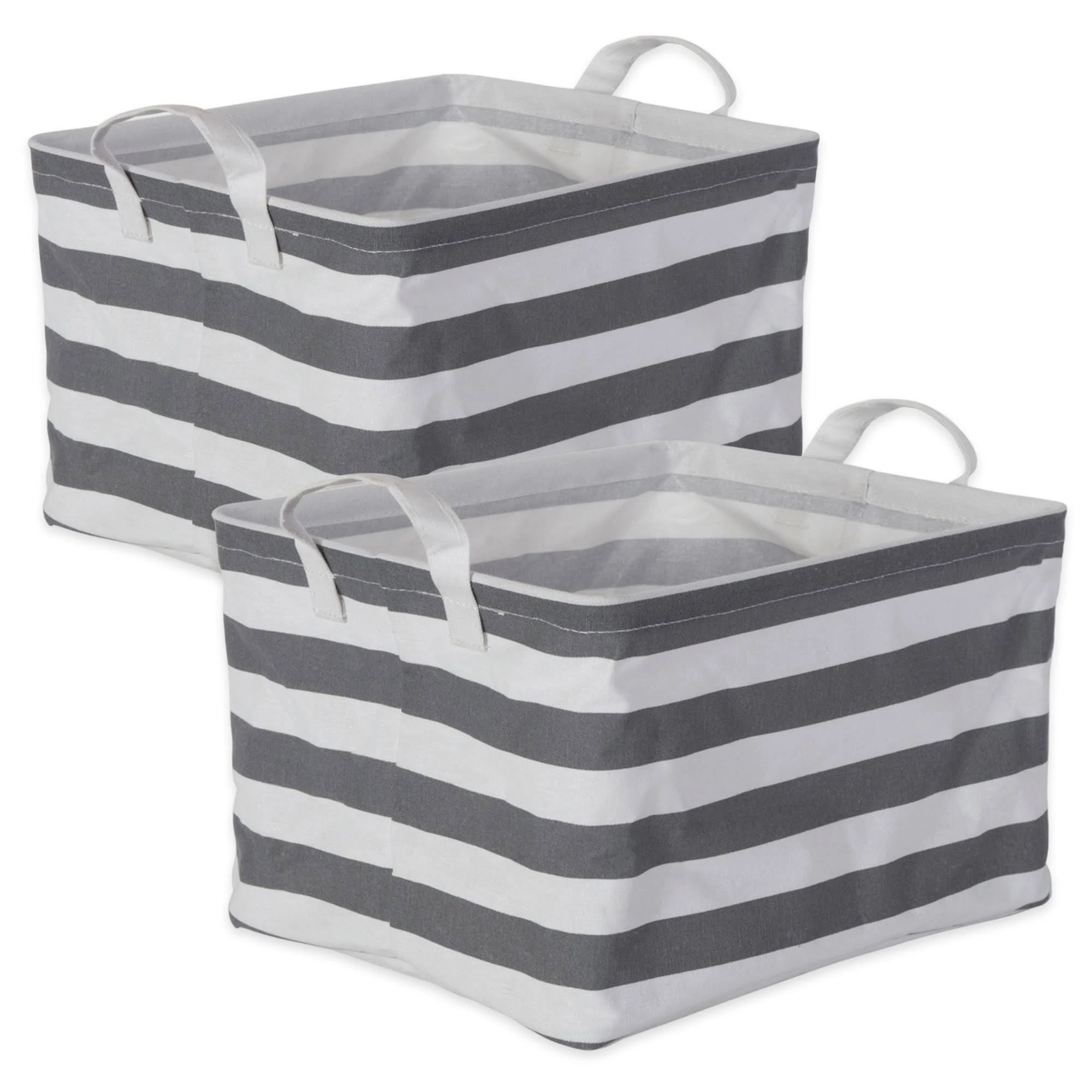 DII Rectangle Cotton Extra Large Laundry Bin, Gray/White, Set of 2, 12.5Lx17.5Wx10.5H" - Mediterranean - Hampers - by Design Imports | Houzz