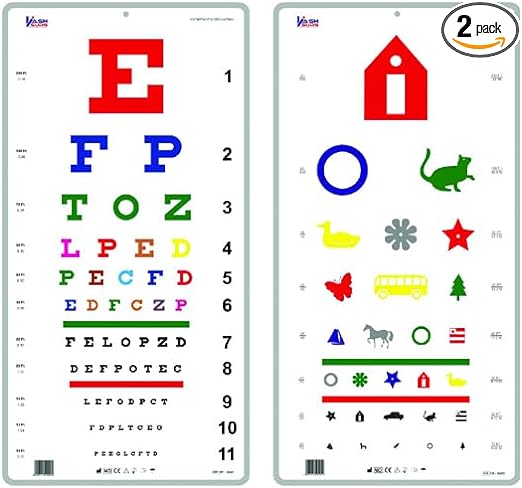 Snellen EFP & Kindergarten Color Distance Vision Eye Chart