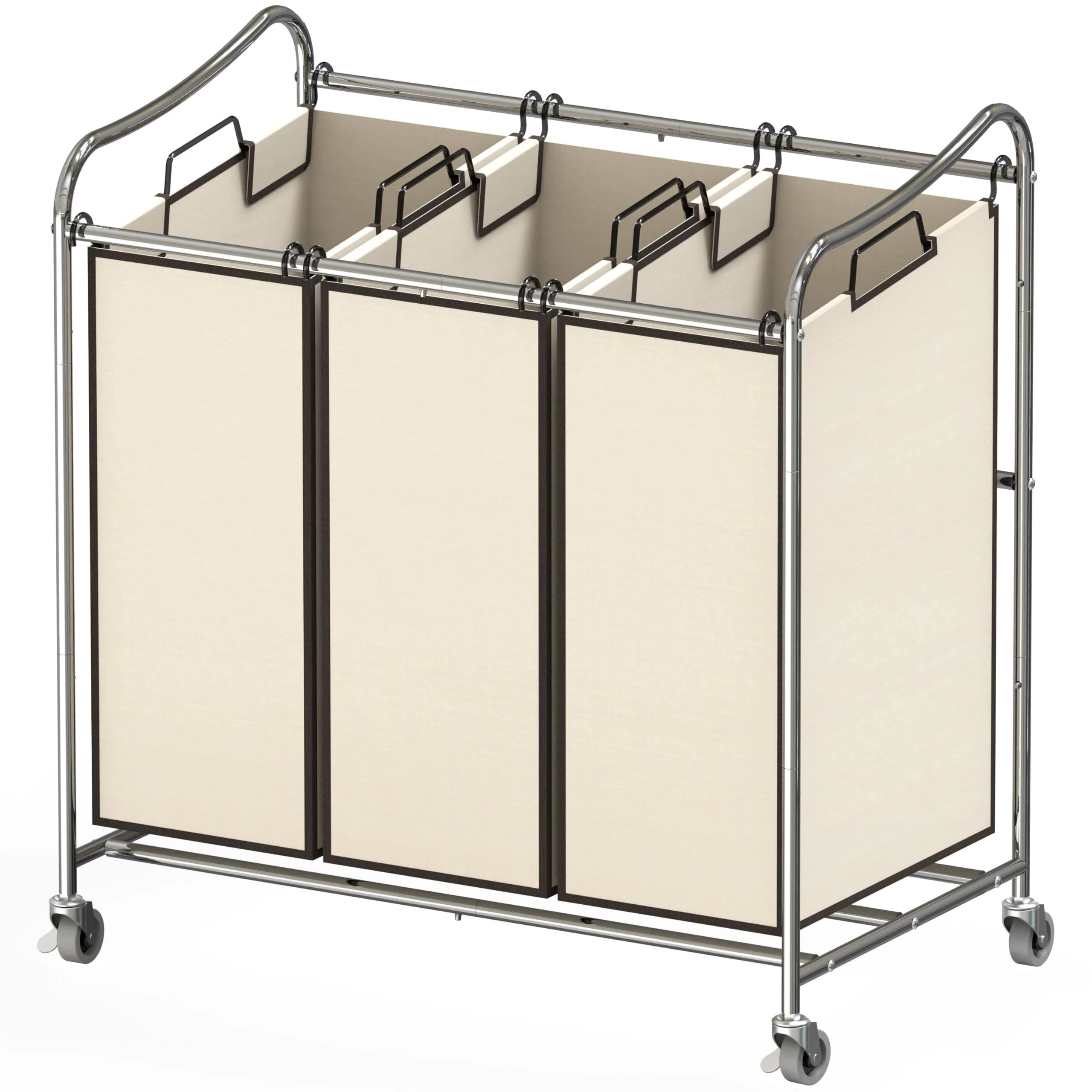 3-Bags Simple Houseware Heavy-Duty Laundry Sorter Cart Chrome Sturdy Durable