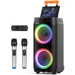 Jyx Karaoke Machine with 2 Wireless Microphones for Adults, 8" Big Bluetooth Party Speaker with 500W Peak Power, Pa System with LED Disco Light,