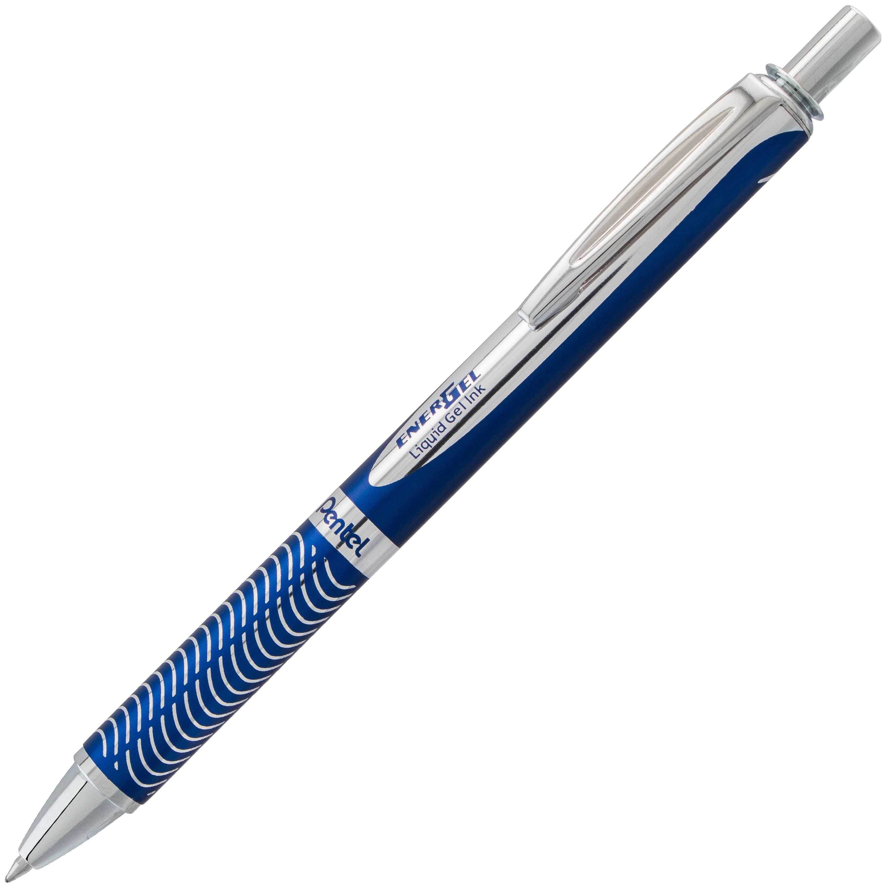 Pentel - EnerGel Alloy RT Gel Pen, Retractable, Medium 0.7 mm, Black Ink, Blue Barrel