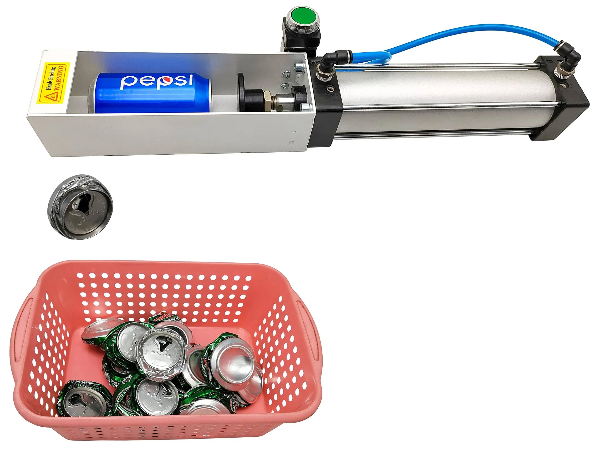 Aluminum Can Crusher, Heavy Duty Pneumatic Cylinder Soda Beer Can Crusher, Eco-Friendly Recycling Tool