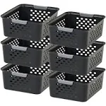 Iris USA 6 Pack Shelf Storage Basket Organizer for Pantries, Black