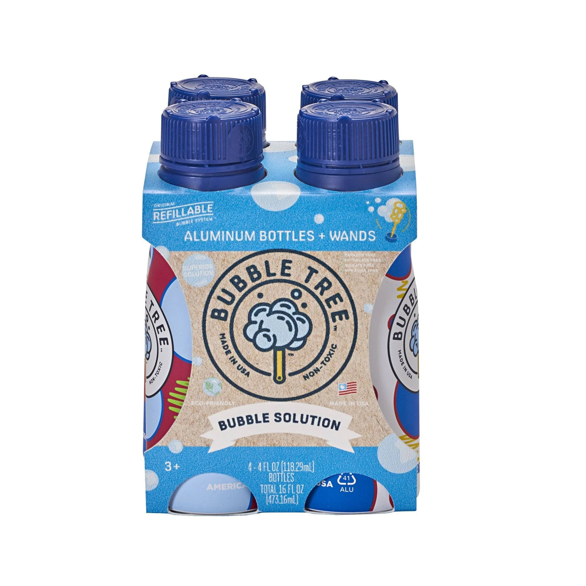 4 Pack Aluminum Refillable Bubble Bottles