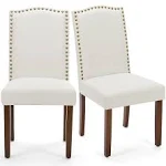 Mcq Upholstered Dining Chairs Set of 2, Modern Upholstered Fabric Dining Room Chair with Nailhead Trim and Wood Legs, Mid-Century Accent Dinner