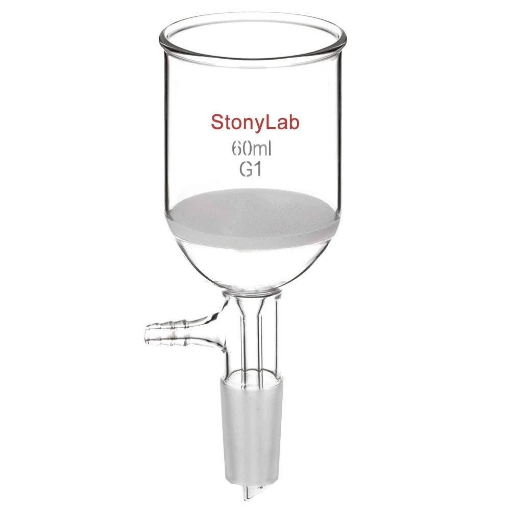 StonyLab Borosilicate Glass Buchner Filter Funnel, 60ml, G1, 46mm Inner-Diameter, 24/40 Standard Taper Inner Joint