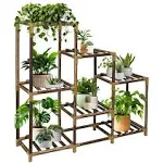 Plant Stand Indoor, 3-Tier Outdoor Wood Plant Stand for Multiple Plants, Accommodates 7 Potted Plants, Ideal for Room Corners, Balconies, Gardens, and Plant Gardening Gifts