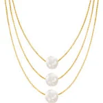 9-9.5mm Cultured Pearl 3-Strand Layered Necklace in 18kt Gold Over Sterling  | eBay