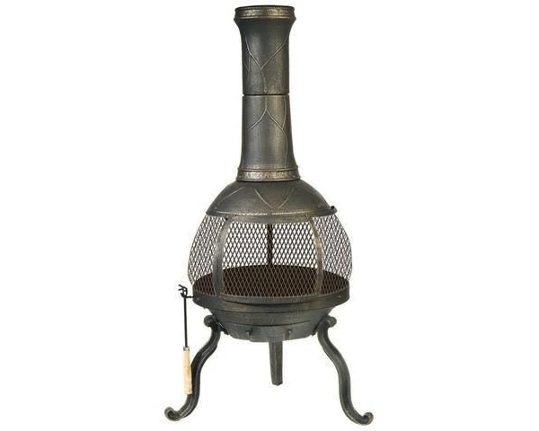 Kay Home Products 30199 Sonora Outdoor Wood Burning Cast Iron Metal Chimenea Fireplace Fire Pit