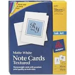 Avery Printable Note Cards with Envelopes, 4.25" x 5.5", Textured White, 50 Blank Note Cards for Inkjet Printers (03379)