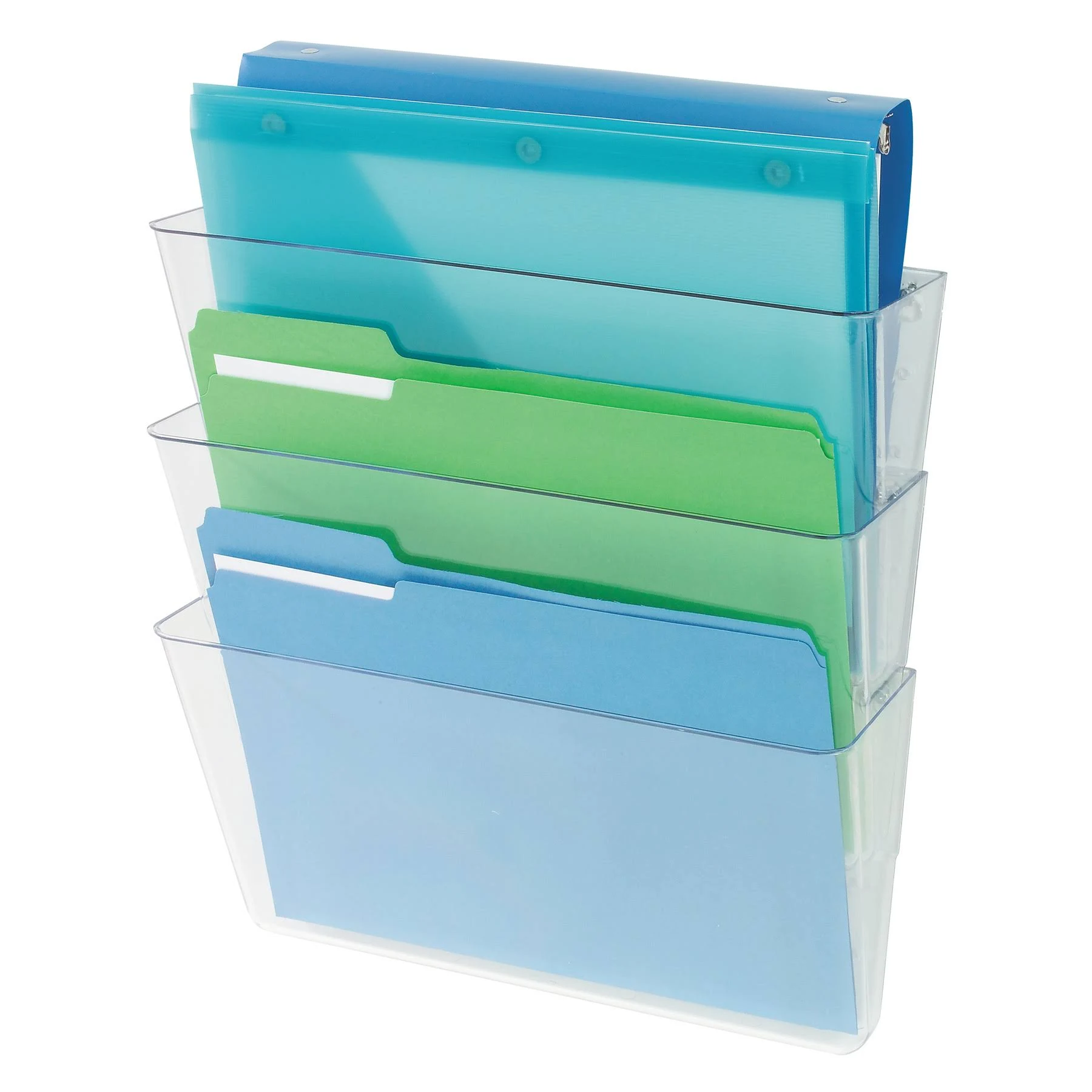 Deflecto Stackable Wall Pocket File, 3 Pack, Clear