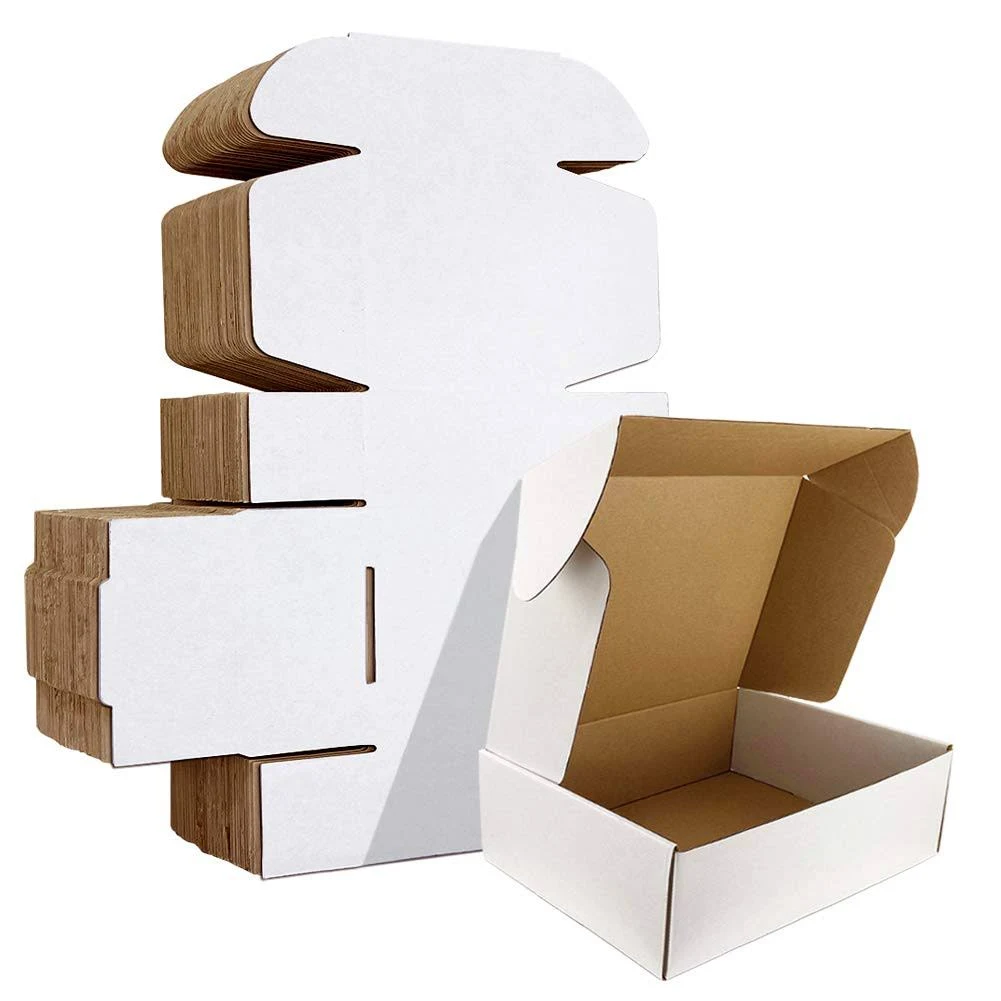 HORLIMER 9x6x2 inches Shipping Boxes Set of 25, White Corrugated Cardboard Box Literature Mailer