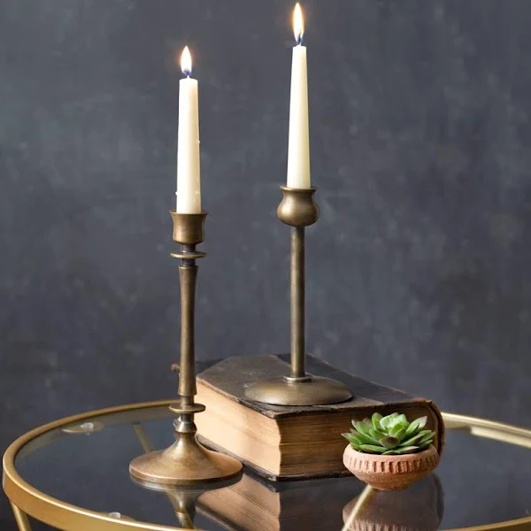 Set of Two Brass Finish Taper Candle Holders - CTW Home Collection 840149