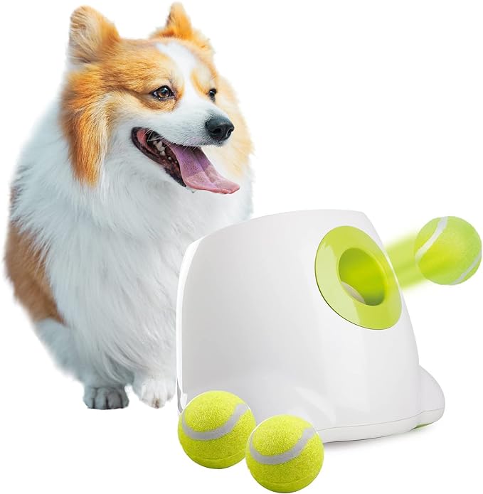 AFP Automatic Ball Launcher for Dogs,Dog Ball Launcher Automatic,Tennis Ball Machine,Includes 3pcs Tennis Balls for Dogs