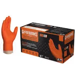 GLOVEWORKS HD Orange Nitrile Industrial Disposable Gloves, 8 Mil, Latex-Free, Raised Diamond Texture, X-Large, Box of 100