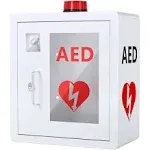 AED Defibrillator Wall Mounted Cabinet, Metal Steel Plate Storage Cabinet with Alarm and Light, fits All Brands Cardiac Science, 14.2'' x 7.9'' x 15.8''