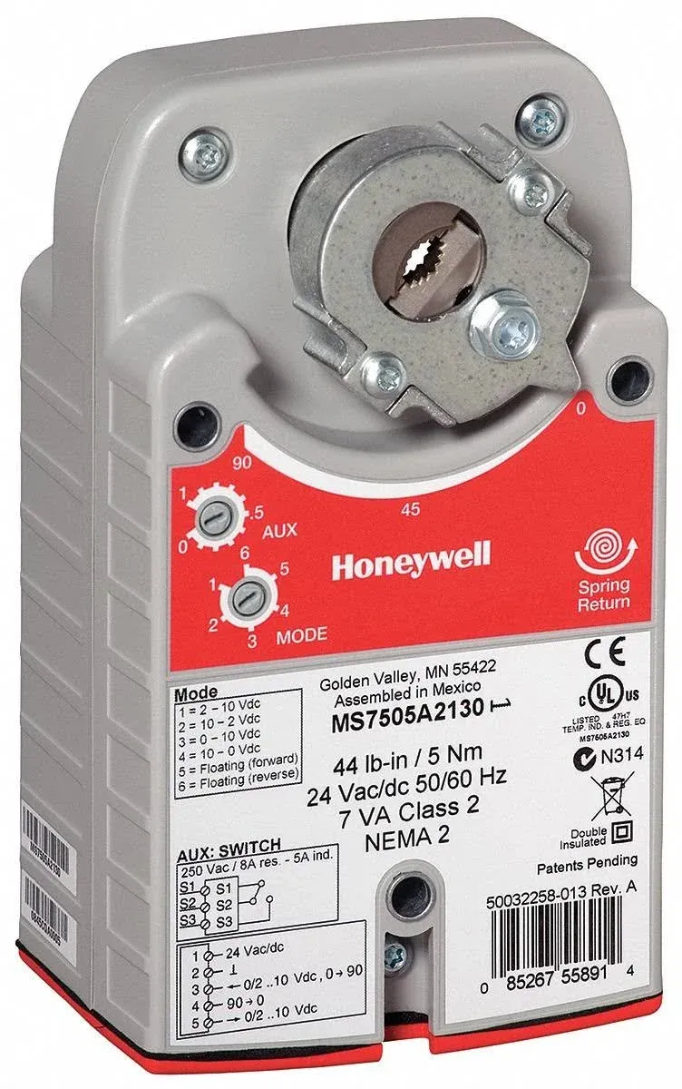 Honeywell MS7505A2030 Actuator Spring Return Floating 44lbs