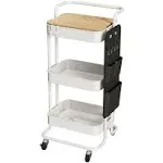 Multi-Purpose Metal Rolling Cart - Table Top - Side Bags - Organized Storage