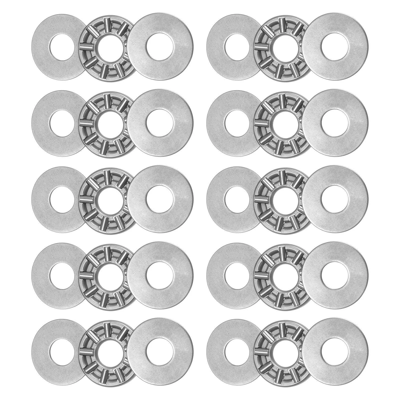 Uxcell TC411 Thrust Needle Roller Bearings 1/4"x11/16"x5/64" with TRA411 Washers 10pcs | Harfington