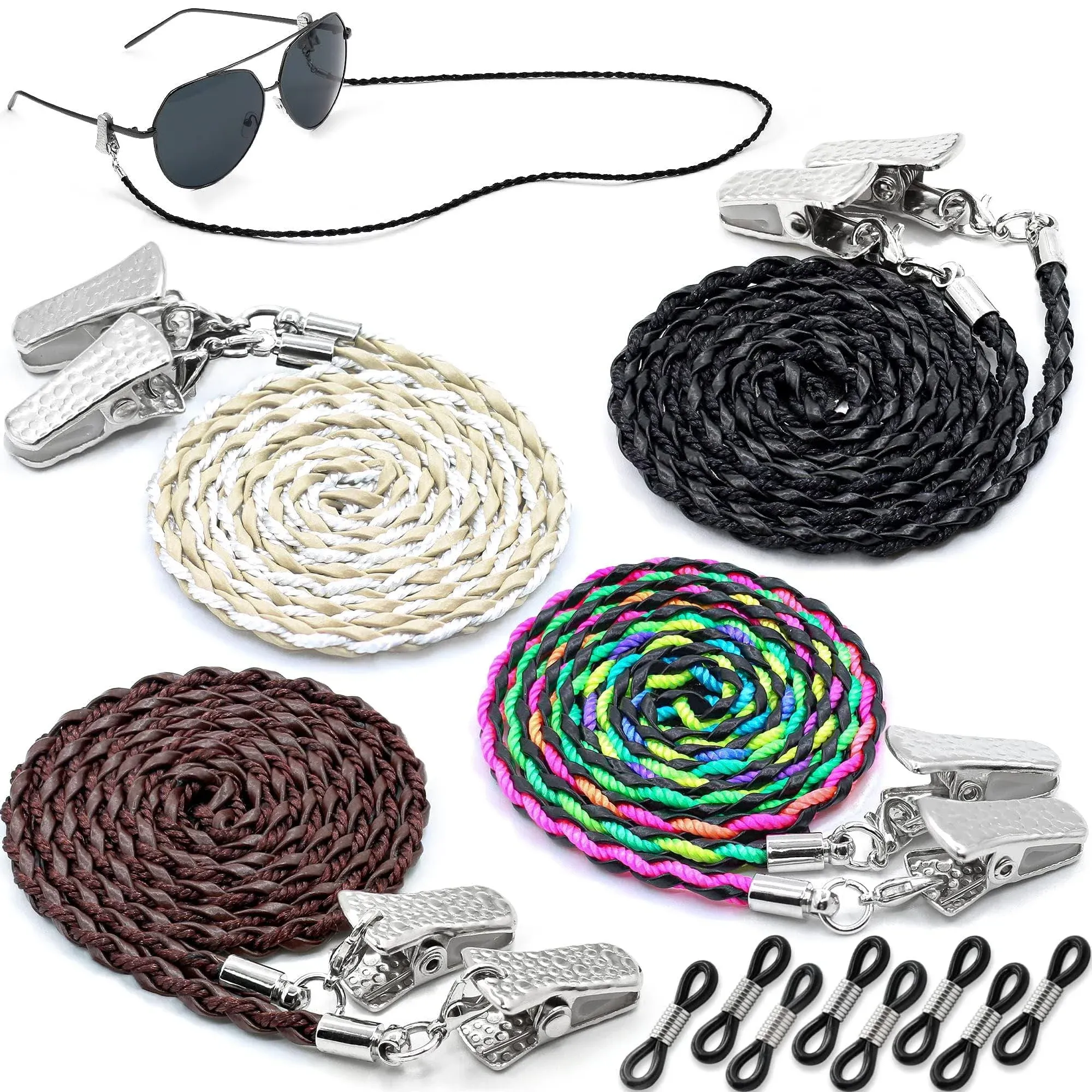 SIGONNA Glasses Strap Chains - Premium ECO Leather - Eyeglass Holder Strap Strings Cords - Glasses Lanyard for Men Women