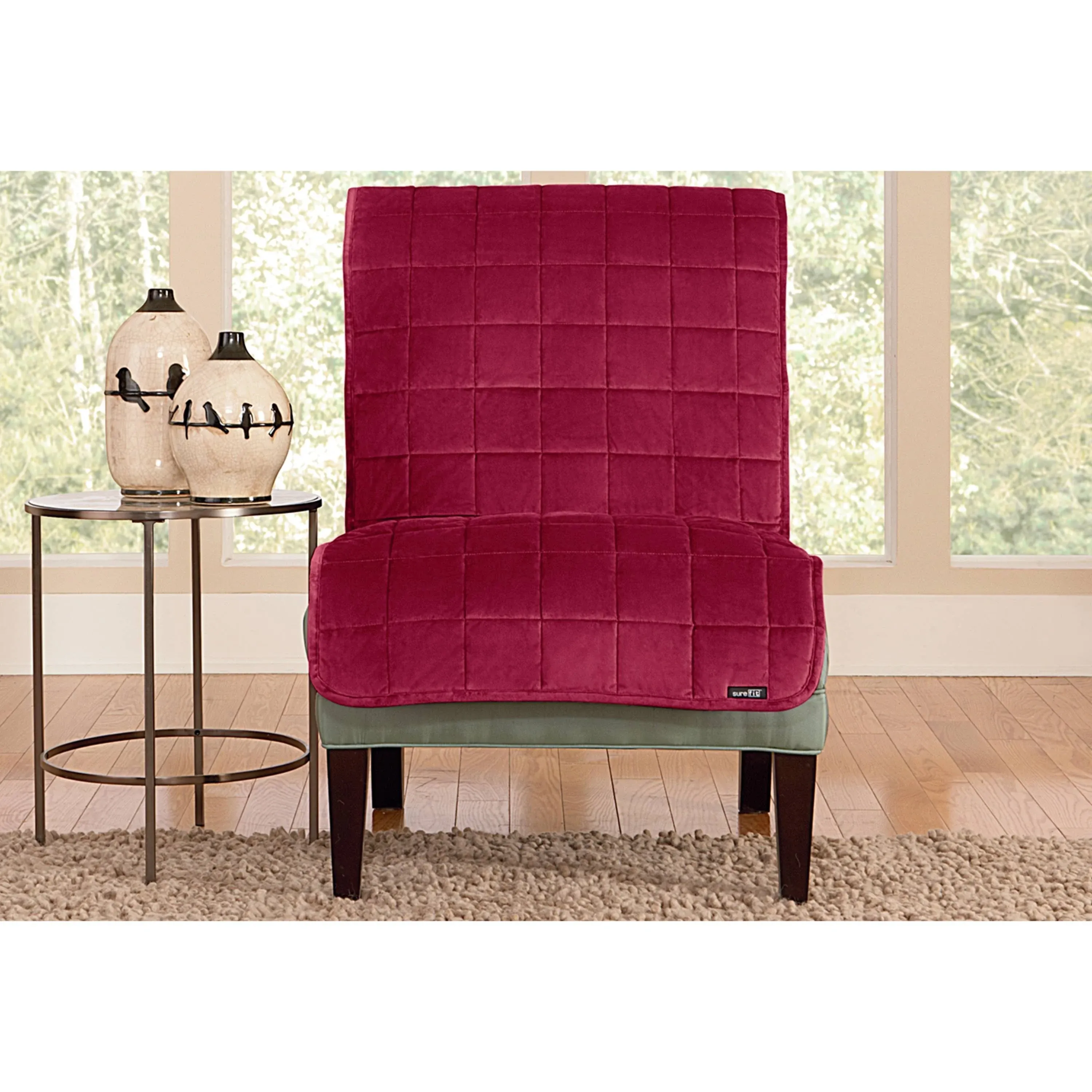 SureFit Armless Deluxe Pet Cover Slipcover - (SF42417) Armless Deluxe Pet Cover Slipcover, Burgundy, Chair