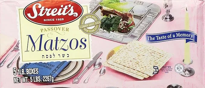 Streit's Matzo, Kosher for Passover Matzoh Crackers, Airy, Crispy Crackers, 1 Pound (5 Pound)