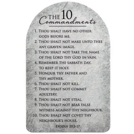 The 10 Commandments Textured White 2.5 x 4 Cardstock Bookmark Pack of 12